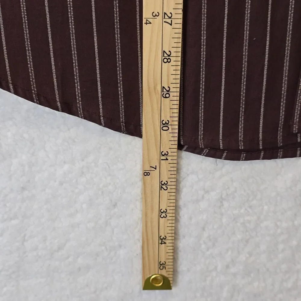 Mens Dress Casual Button Down Shirt Sz 2XL Brown White Striped Preppy Academia - Picture 5 of 7